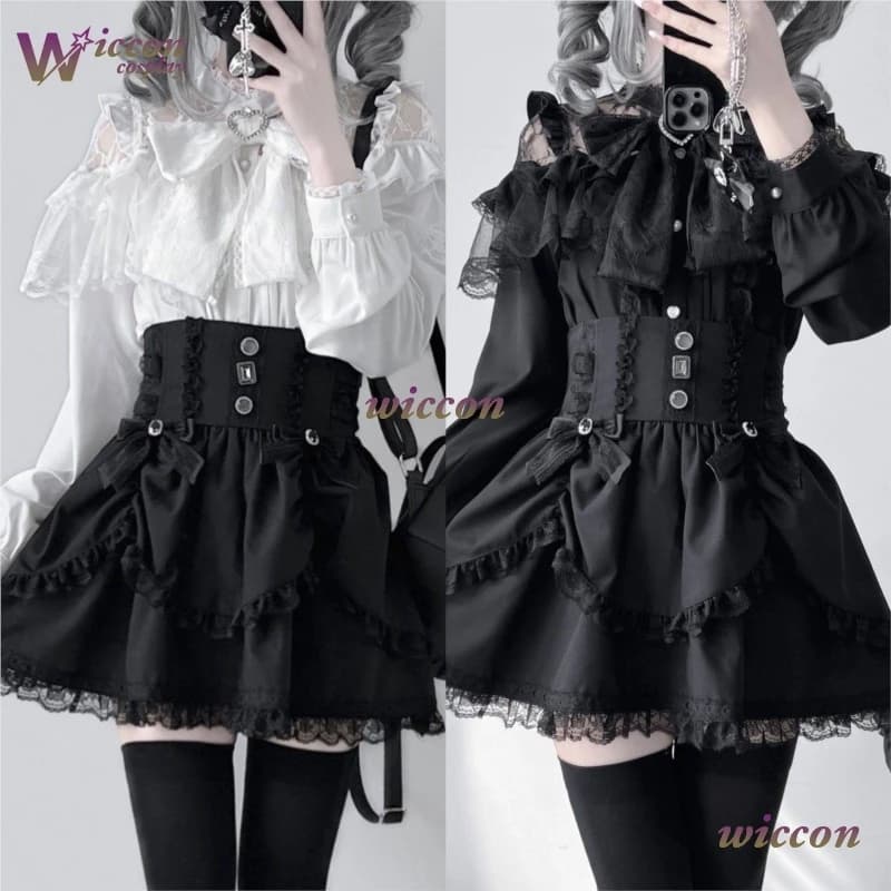 Camicie Dolci Stile Harajuku per Donne, Bluse Giapponesi Kawaii Lolita con Inserti in Pizzo, Top Estivi Femminili con Fiocco JK