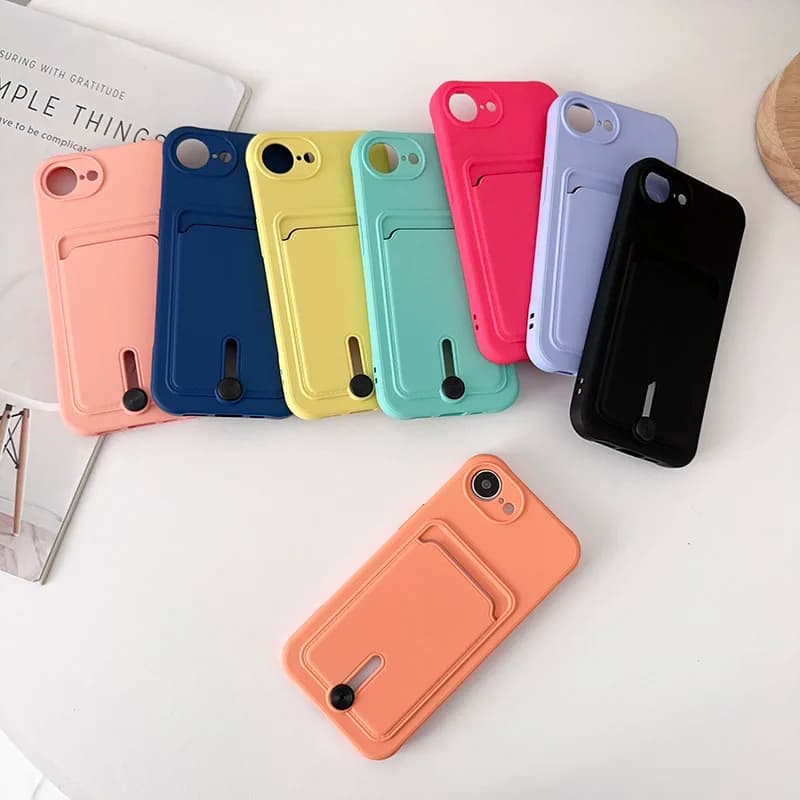 Custodia per telefono per iPhone 17 Pro Max 16E 16 15 14 Plus 13 12 Mini 11 Pro Max Porta carte di credito di moda Custodia morbida per telefono in TPU