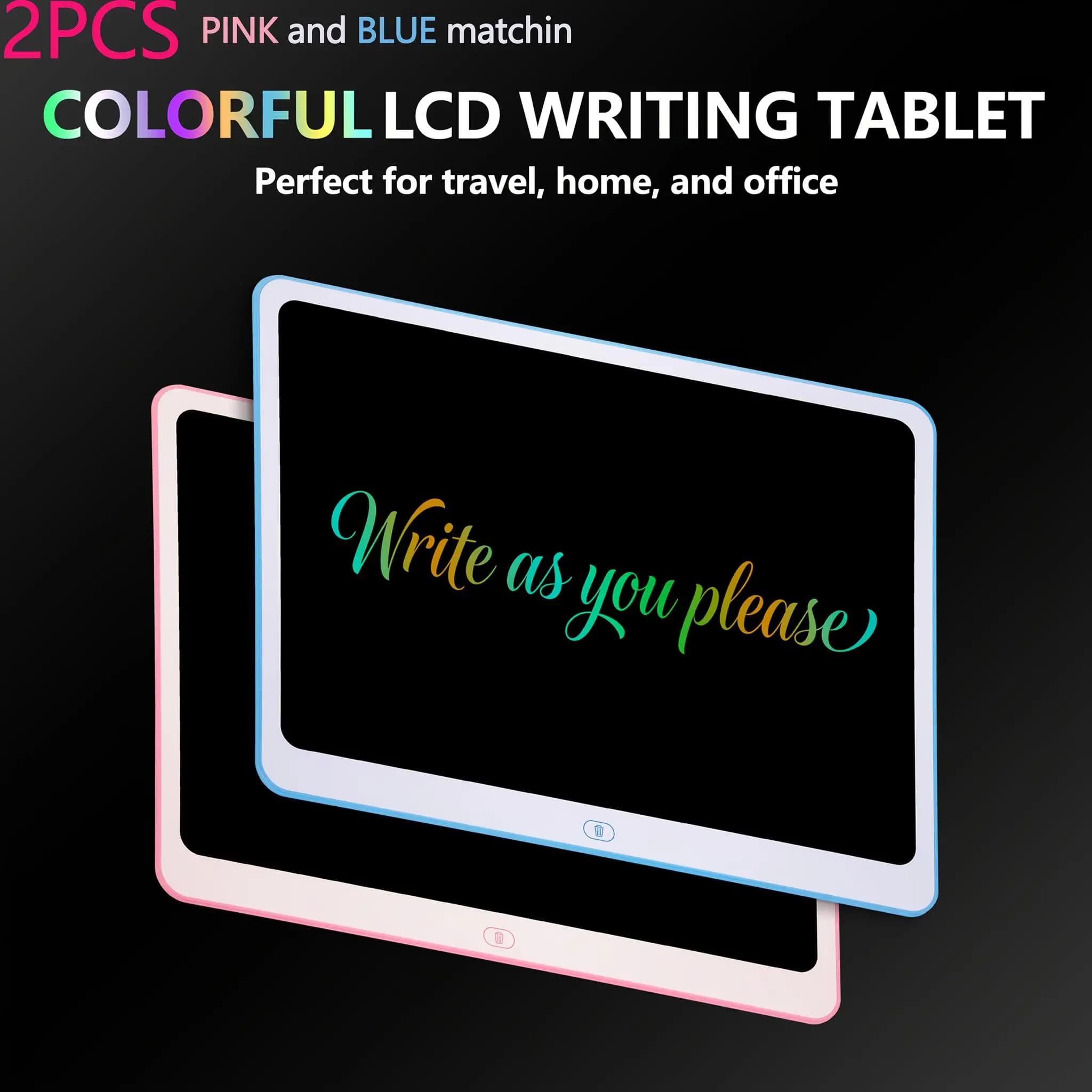 2‑Pack (Pink+Blue) 20 Inch Large LCD Writing Tablet, Eye‑Protected Erasable Drawing Pad for Kids & Adults, Reusable Graffiti Board for Home Classroom Office, Xmas Birthday Gift