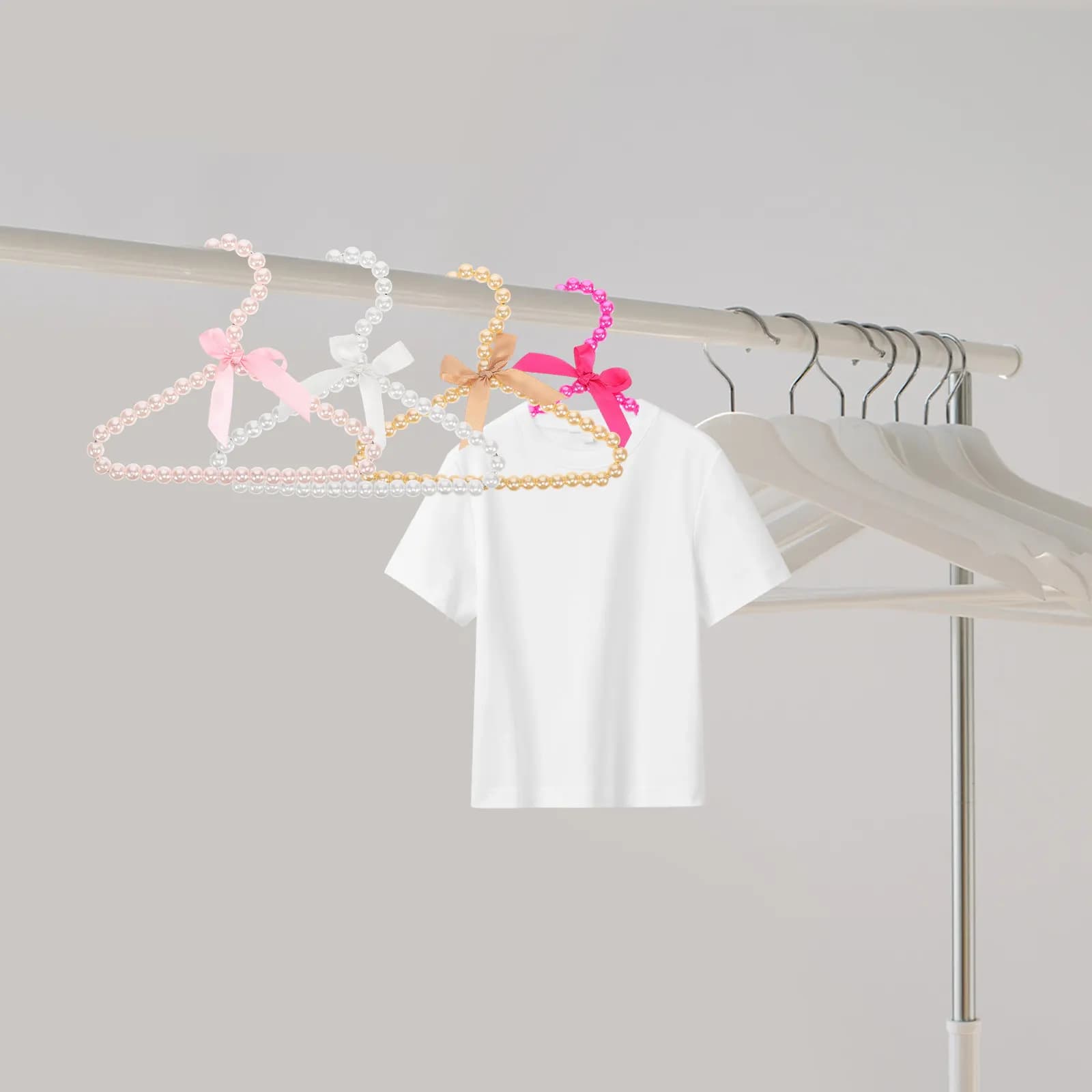 4Pcs Pearl Pet Clothes Hanger Multipurpose Baby Hangers for Nursery Closet Dog Clothes Drying Rack Kids Infant Clothing