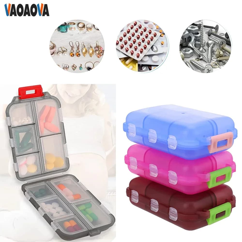 Mini portable pill holder, organizer bag for drugs, small weekly trip, for pills, vitamin, fish oil, supplements, 10 grills