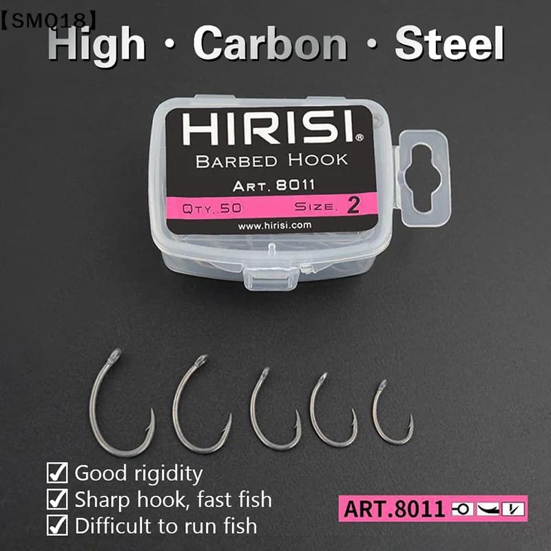 Hirisi 50pcs Boxed Hooks Barbed Multi-Type Hooks Carp Hooks Fishing Tackle【SMQ】