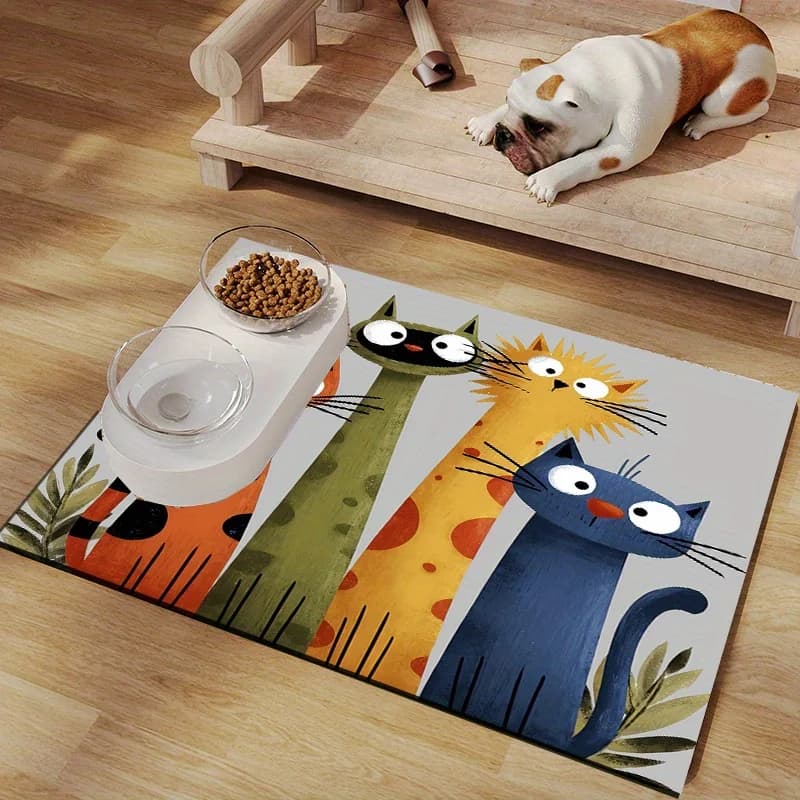 Tappetino Multicolore per Alimentazione di Cani/Gatti, Facile da Pulire, Adatto per Riposo e Pasto