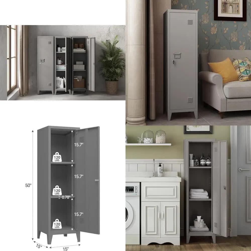 Home Office Container Cabinet with Drawers, Shelves, Key Closure, Organizer for Coats and Objects for Children