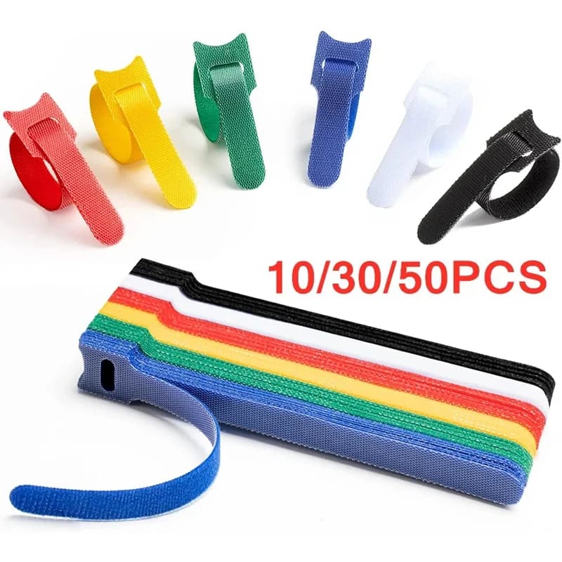 10/30/50pcs Organizzatore di cavi USB Avvolgitore Fascette Supporto per la gestione dei cavi Riutilizzabile Clip di protezione Cinghia in nylon Mouse Auricolari Cerchio nastro