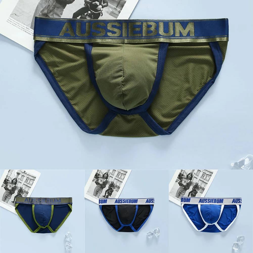 Comfortable Briefs Low Waist Underwear Breathable Fabric Classic Theme Comfortable Low Waist Briefs Underwear For Men Army Green