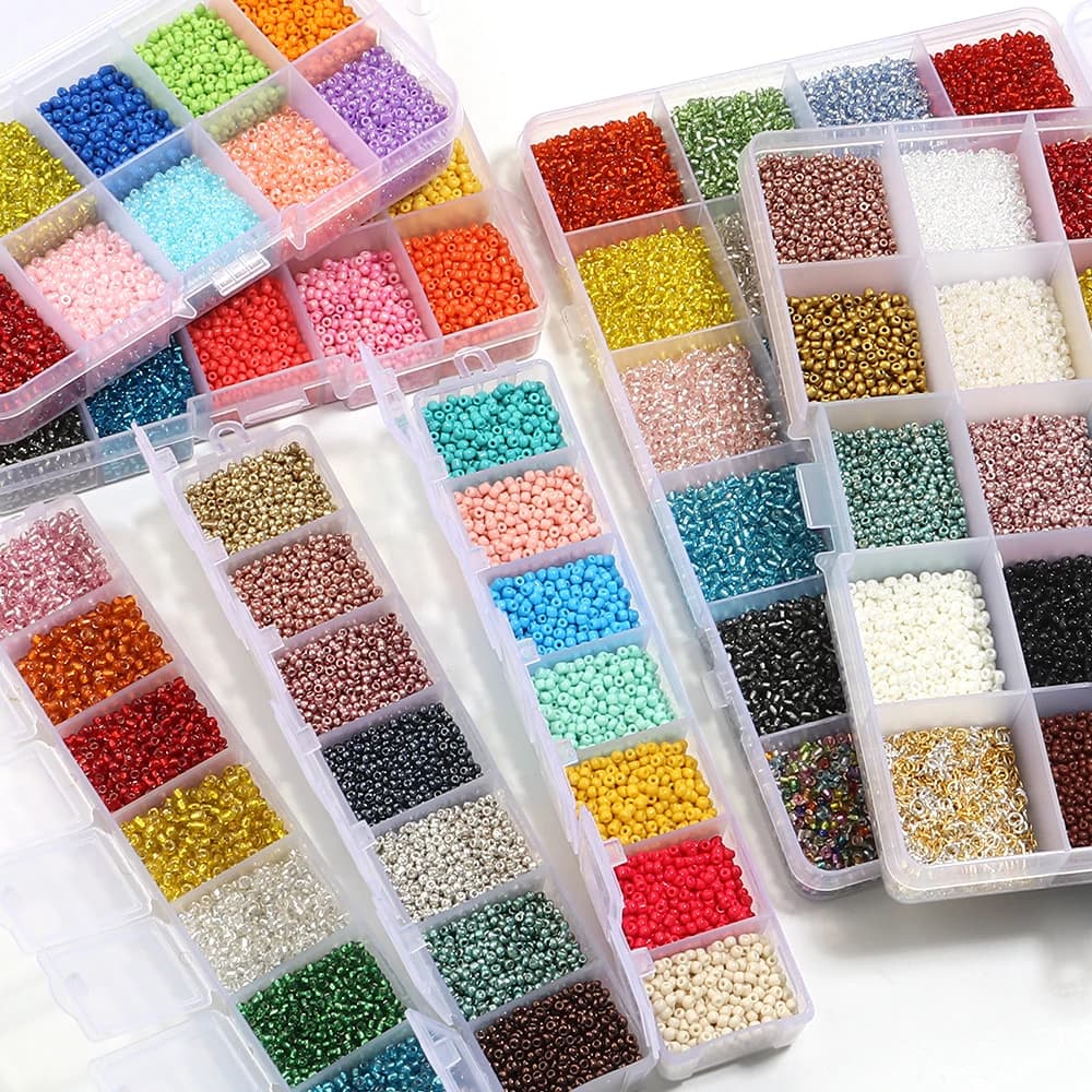 1 Box/Lot 7-24 Grid Glass Rice Beads Multiple Colors Handmade DIY Jewelry Bracelet Earrings Jewelry Making Accessories Materials