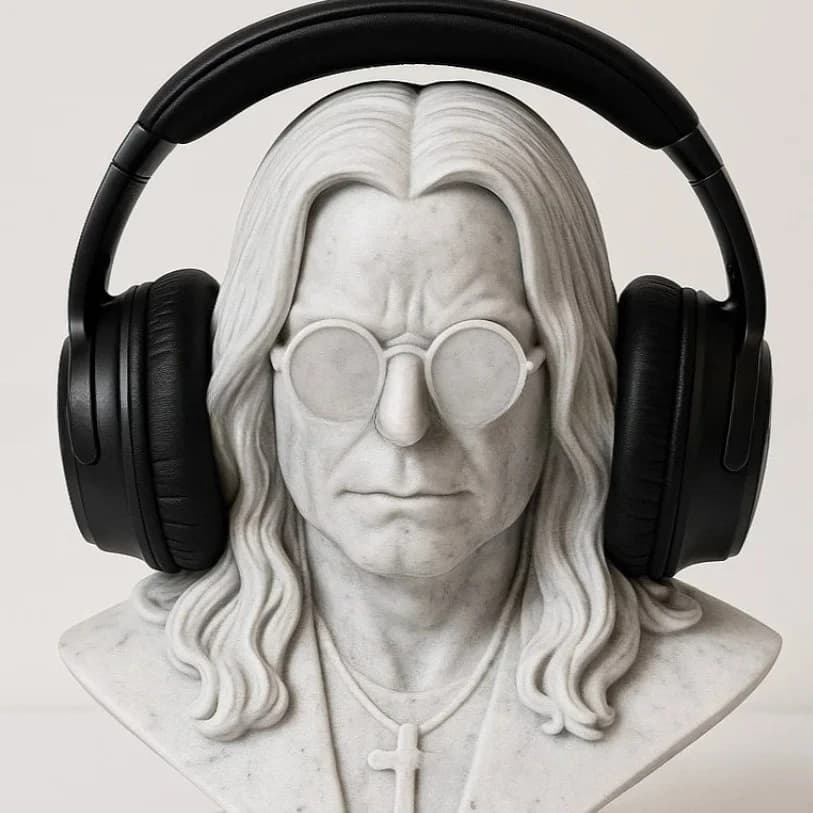 Statua 3D di Ozzy Osbourne con Cuffie, Personaggi Giocattolo, Modello da Scrivania, Supporto per Cuffie da Computer