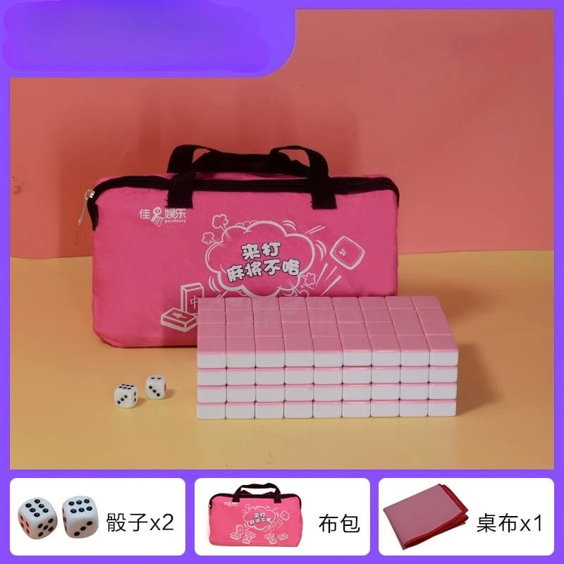 Set Mahjong Cinese Numerato 144 Tessere, Mini Mah-Jong Portatile con Borsa, Dadi, Righello e Tavola da Gioco per Divertimento e Campeggio