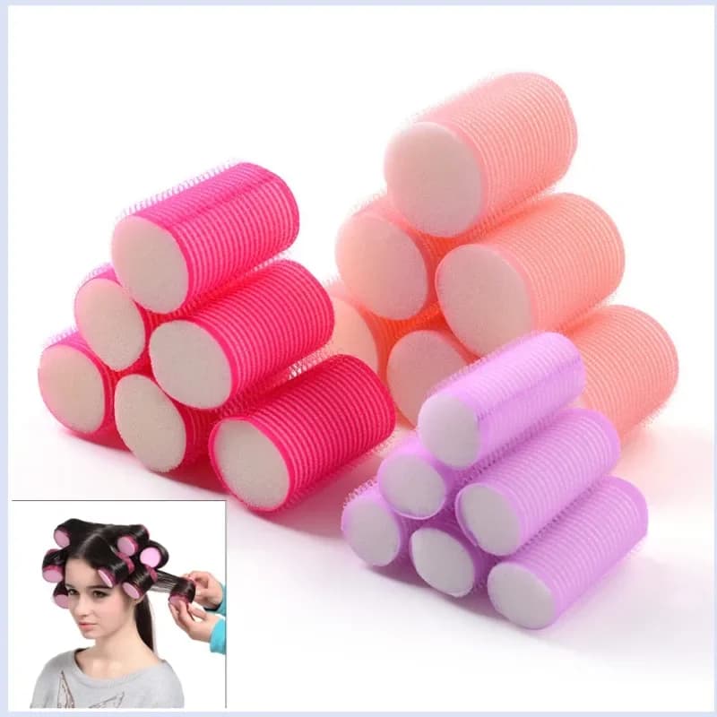 1/6 pz/set Spugna Bigodini Set Self Grip Heatless Bigodino di Capelli Nessuna Calore Autoadesiva Curling Parrucchiere Strumento di Styling Classico