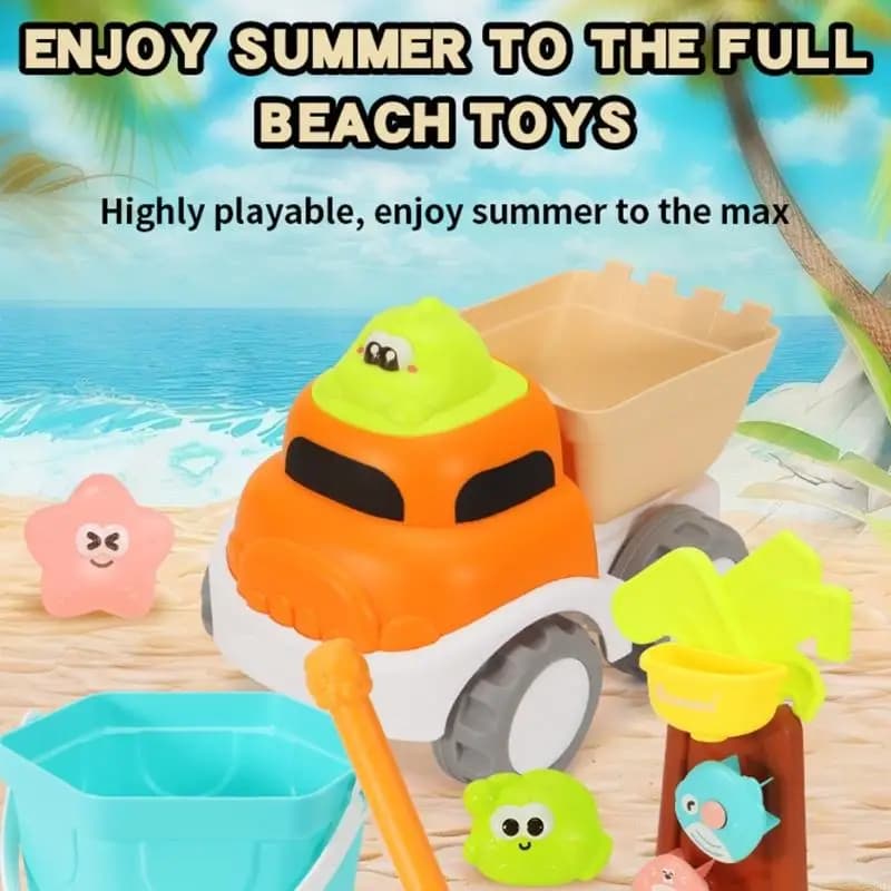 Set da gioco da spiaggia all'aperto in plastica ABS colorata con sabbia, 7 pezzi, per bambini dai 3 anni in A2UB