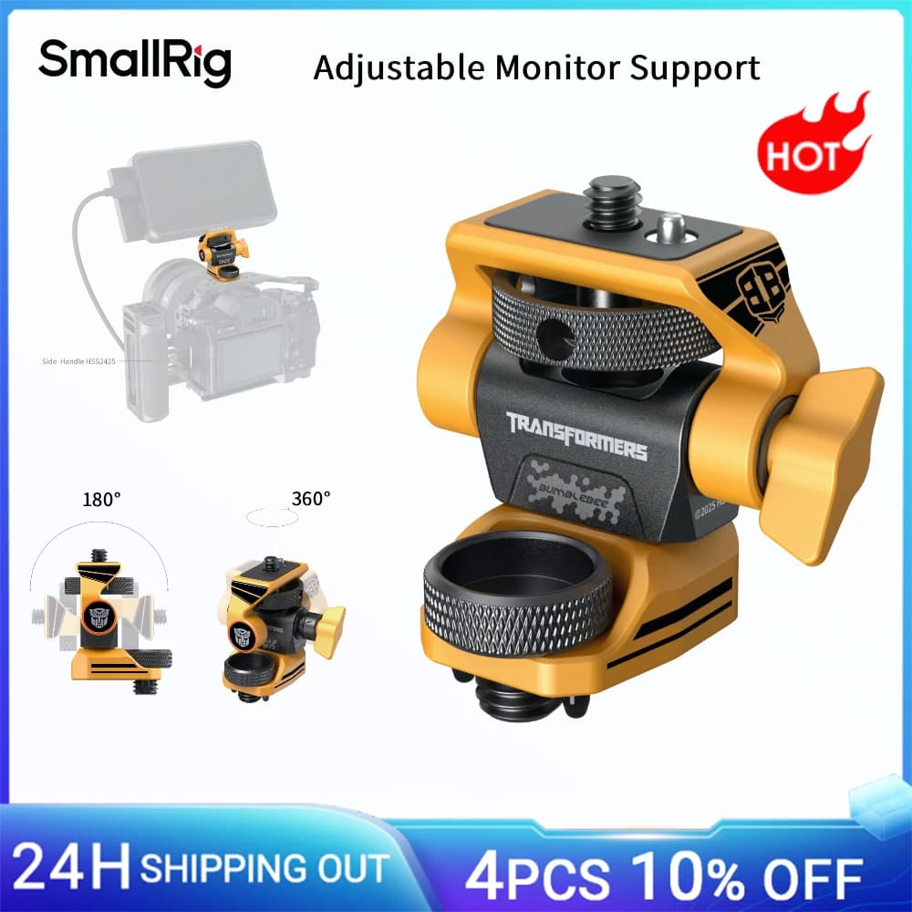 Supporto regolabile per monitor SmallRig compatibile con viti ARRI 3/8''-16 360 ° Girevole a 180° ° Supporto Inclinabile per Edizione BumbleBee da 5"/7"