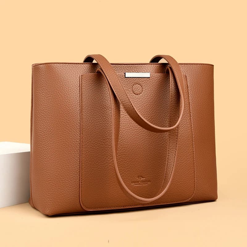 Genuine Brand Soft Pu Leather Hand Bags Big Handbags Women Shoulder Bags for Laptop Luxury Designer Tote Shopping Top Handle Bag