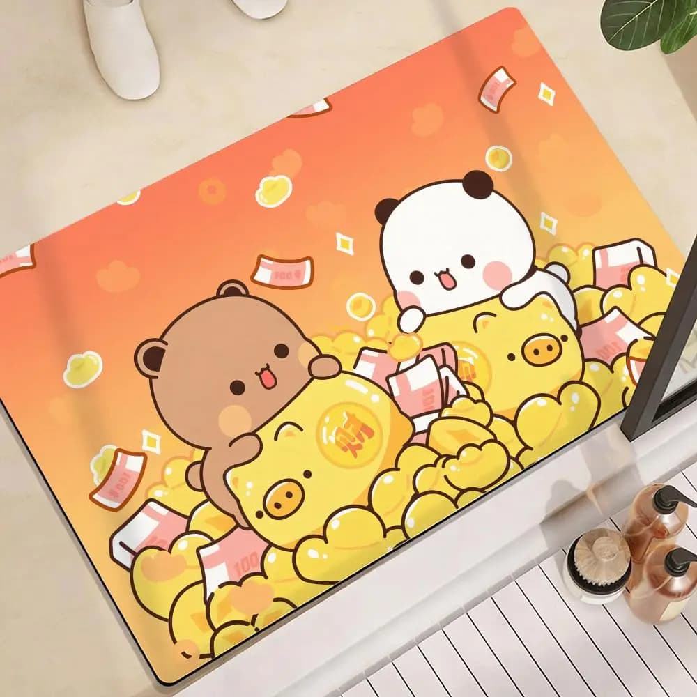 Tappetino da Pavimento Cartoon Bubu Dudu Kawaii, Antiscivolo e ad Asciugatura Rapida, in Diatomite, per Bagno, Cucina e Ingresso