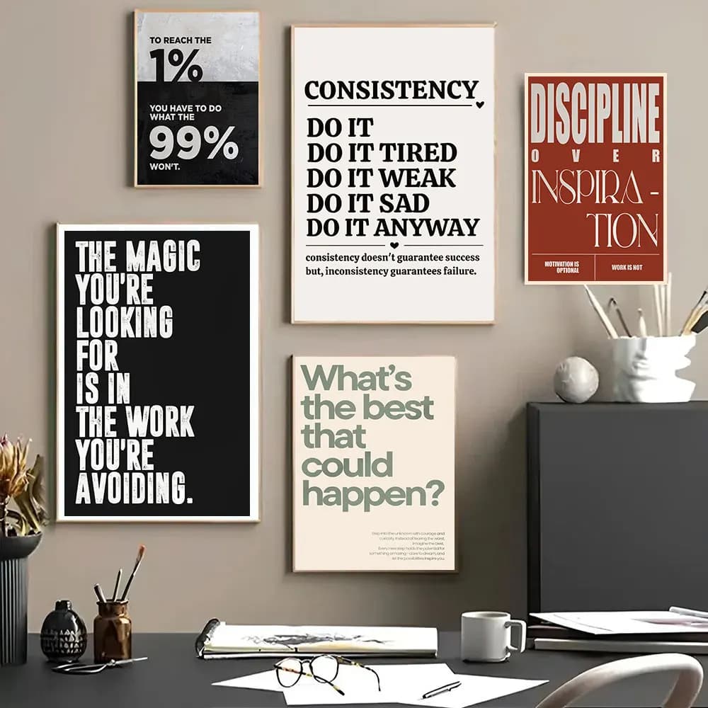 Minimalist Motivational Quotes Inspirational Discipline Art Poster Canvas Painting Wall Prints Picture Room Home Office Decor