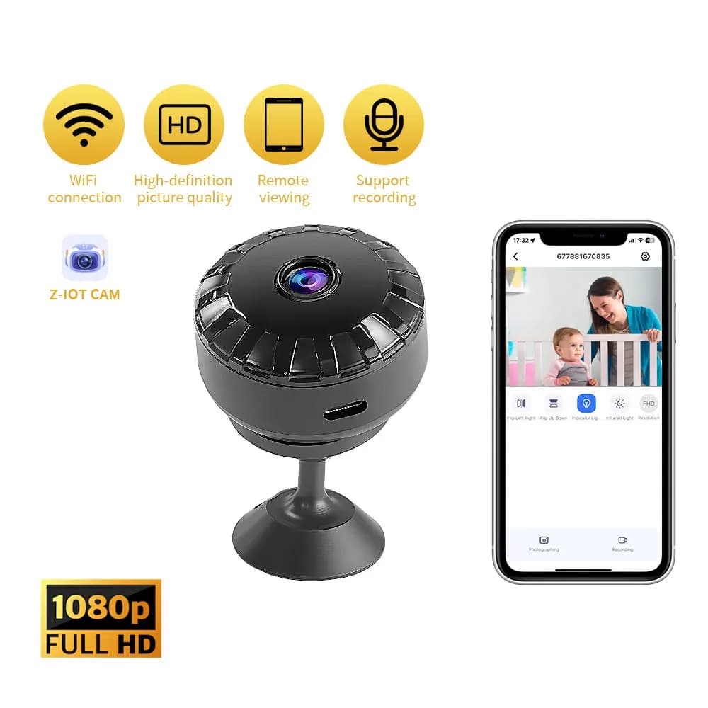 Mini Telecamera WiFi per Sicurezza Domestica, Registratore Video Wireless Intelligente per Monitoraggio di Bambini e Animali Domestici