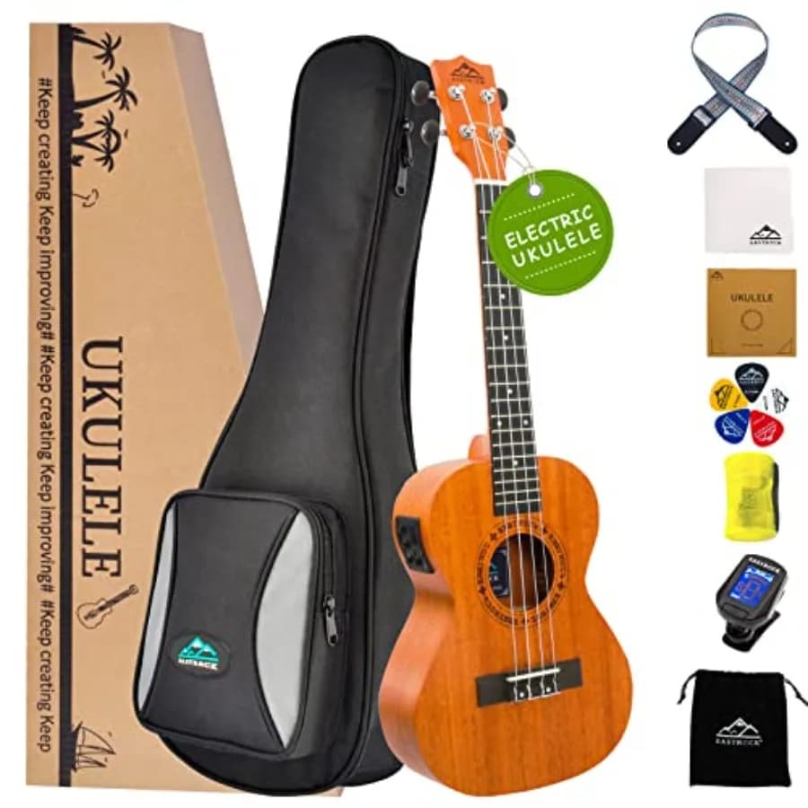 Ukulele Tenore in Mogano per Principianti, Elettrico con Accordatore Digitale Integrato, Kit Completo da 26 Pollici Ukulele Adatto per un/a