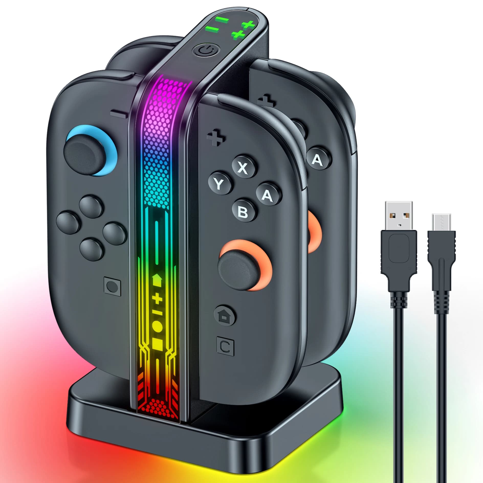 Per Switch 2 Controller Caricabatterie Dock per 2025 N-Switch 2 Joycon 2.5H Stazione di ricarica magnetica veloce con luci e cavo di ricarica
