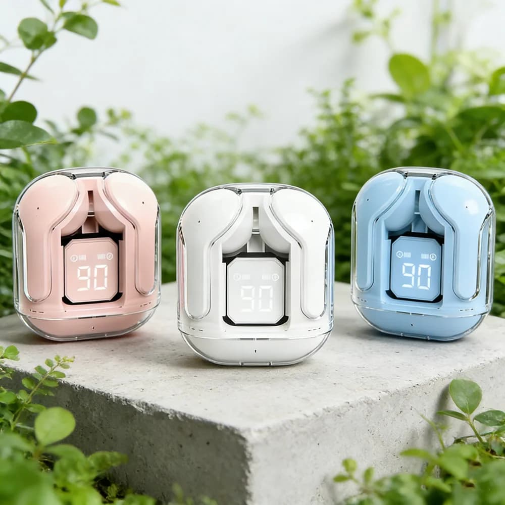 Nuovi auricolari wireless mini con display digitale LED, cuffie stereo TWS wireless con audio stereo, compatibili con smartphone.