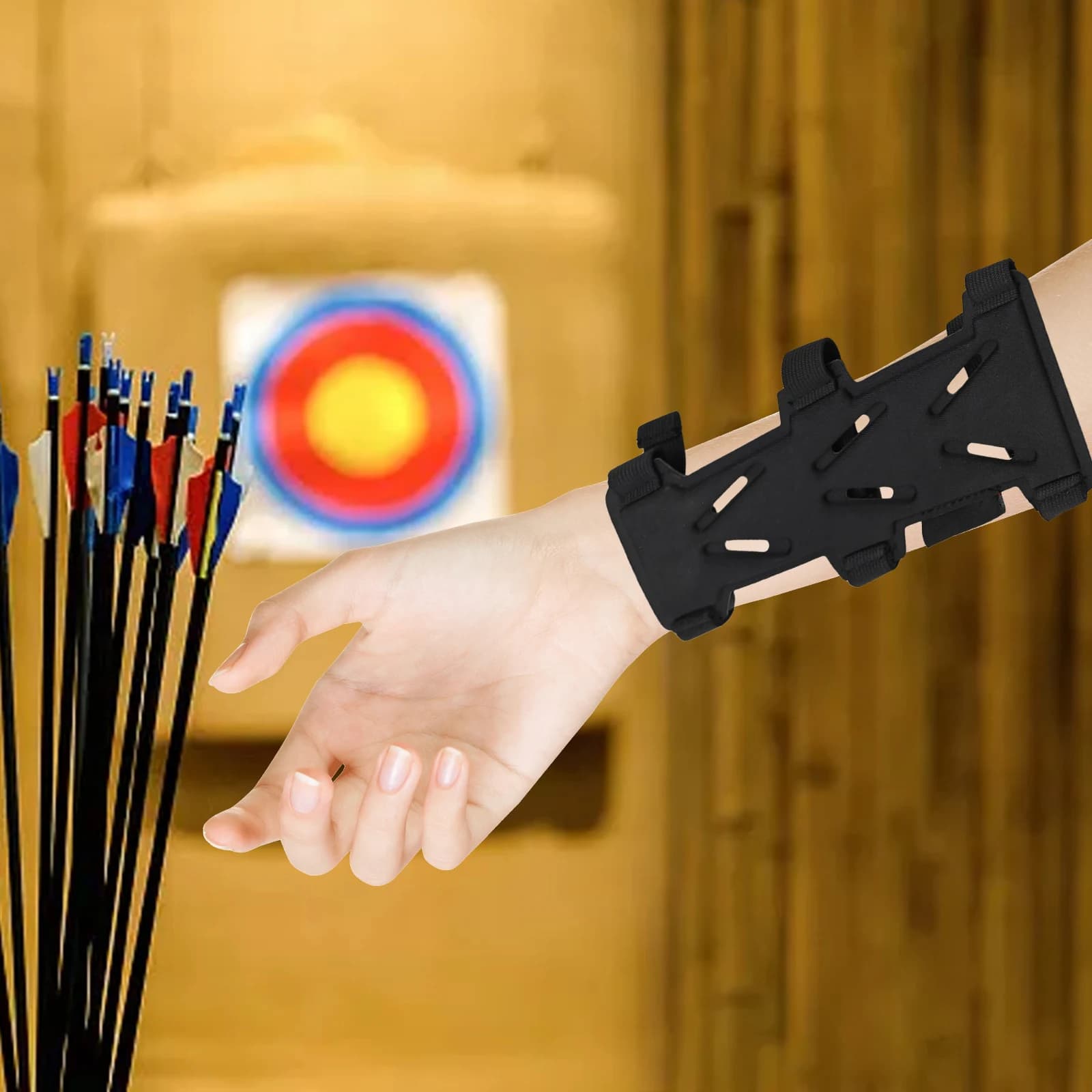Protezioni per le mani da tiro con l'arco in tessuto composito, design cavo, per caccia e tiro al bersaglio, per mano sinistra e destra, ad alte prestazioni