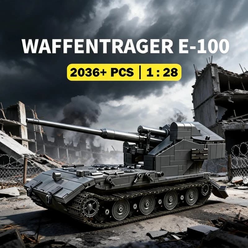 WW2 Military Waffentrager auf E 100 Heavy Tank Building Blocks Tier X German Tank Destroyer with Soldiers Bricks Toys Kids Gifts
