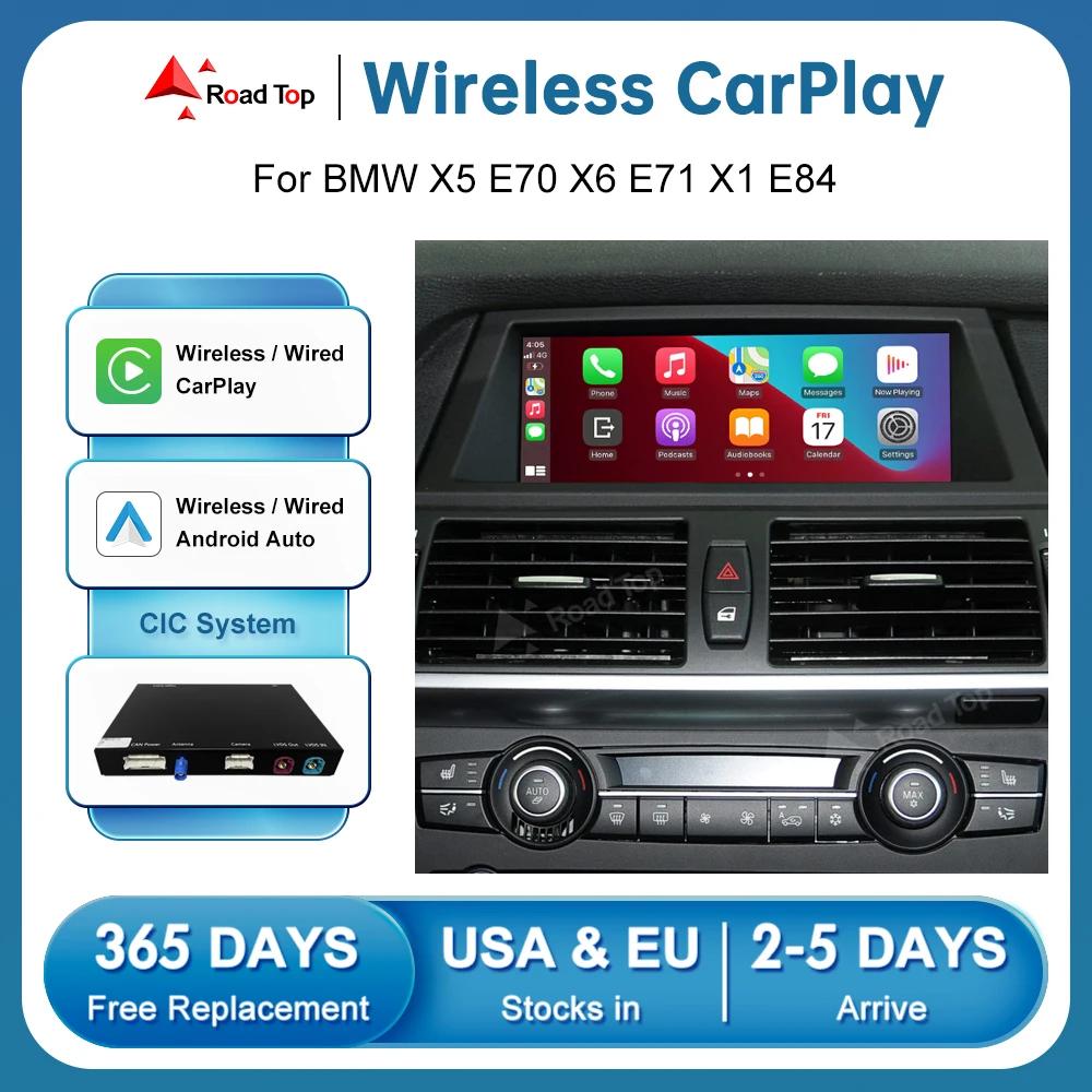 Road Top Wireless CarPlay Android Auto per BMW CIC X5 E70 X6 E71 2011-2013 X1 E84 2009-2015 con funzioni AirPlay Mirror Link