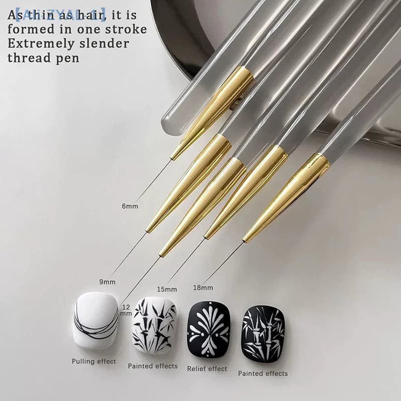 【ZYAL-1】5 pezzi manico acrilico fine nail art fodera penna pittura fai da te pennello linee di disegno striscia fiore pittura penna pennello gel UV