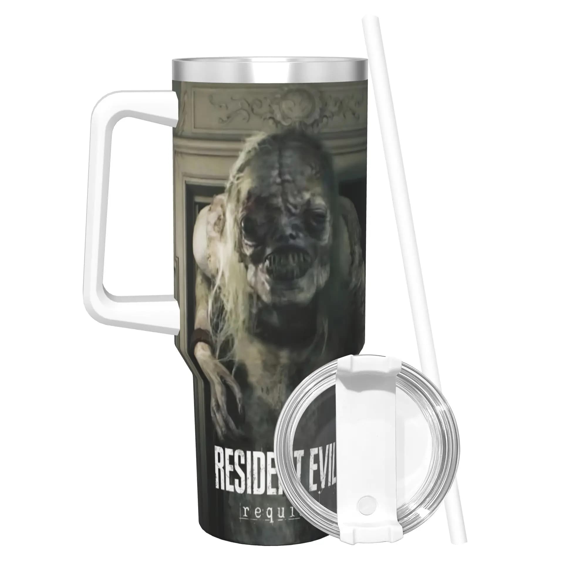 Tumbler Isolato Resident Evil 9 con Coperchio, Tazza Termica Sottovuoto per Giochi, Bottiglia Portatile per Auto e Outdoor, 40oz