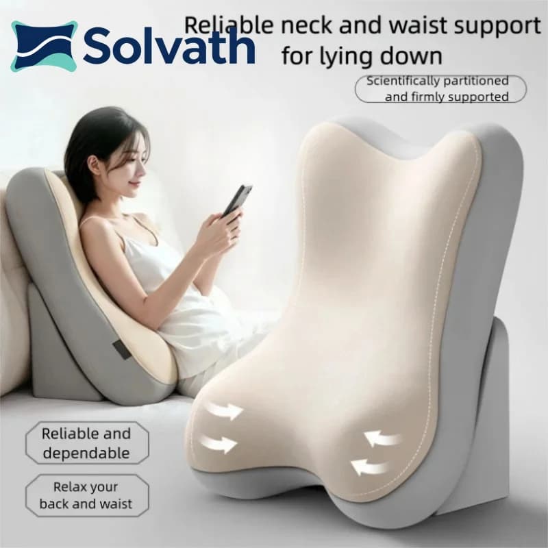 Solvath Ergonomic Bed Back Support Pillow Neck Lumbar Cushion for Reading Gaming Relax in Bedroom Sofa