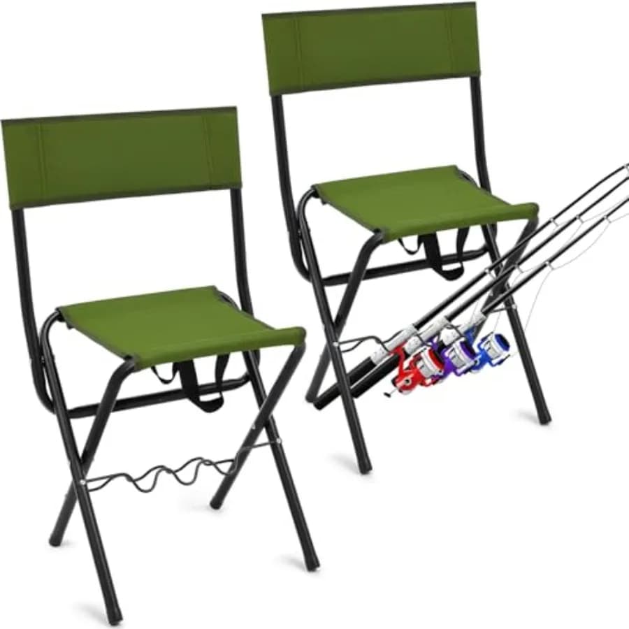 2 Sedie Pieghevoli Estive con Portacanna da Pesca, Sedie da Caccia e Campeggio per Adulti, Sedia Pieghevole Portatile da Esterno per Uomini e Donne