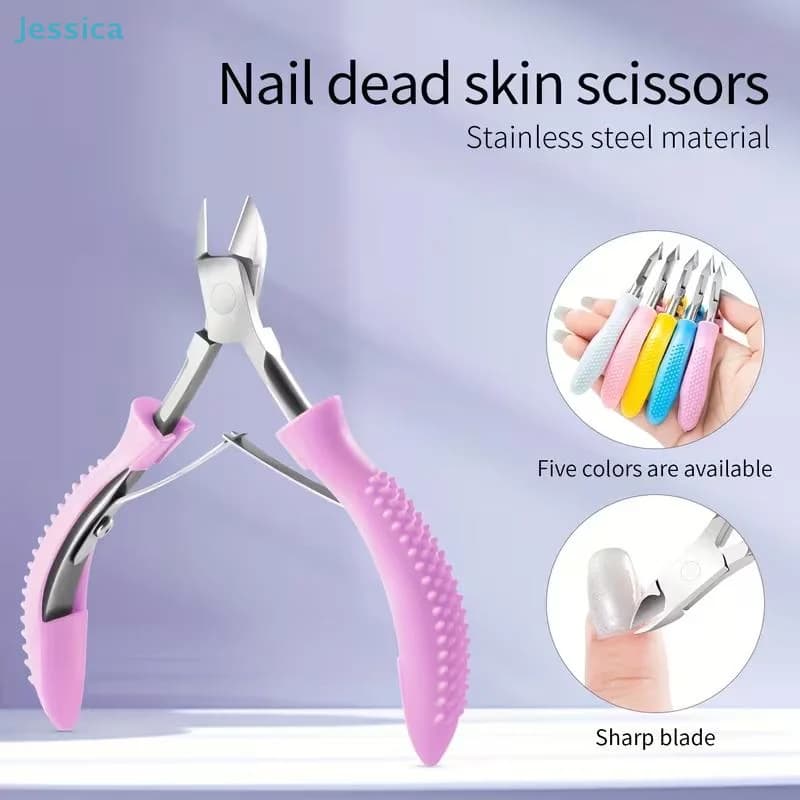 ♥Stainless Steel Nail Dead Skin Scissors – Sharp Cuticle Nipper with Non-Slip Handle for Manicure & Pedicure
