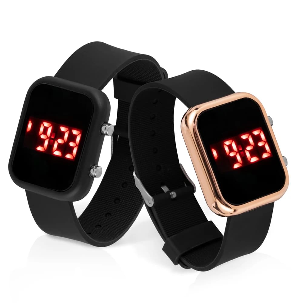 Fashion Women's LED Digital Watches Simple Square Silicone Strap Men's Electronic Wristwatch Casual Ladies Clock Reloj Mujer