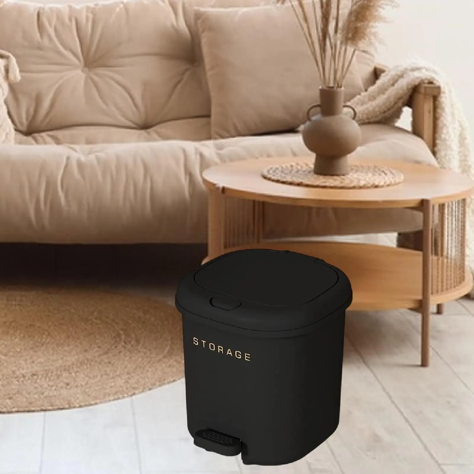 Press Type Garbage Can with Foot Pedal Waterproof Waste Container Basket for Office Desk Restroom Bedroom