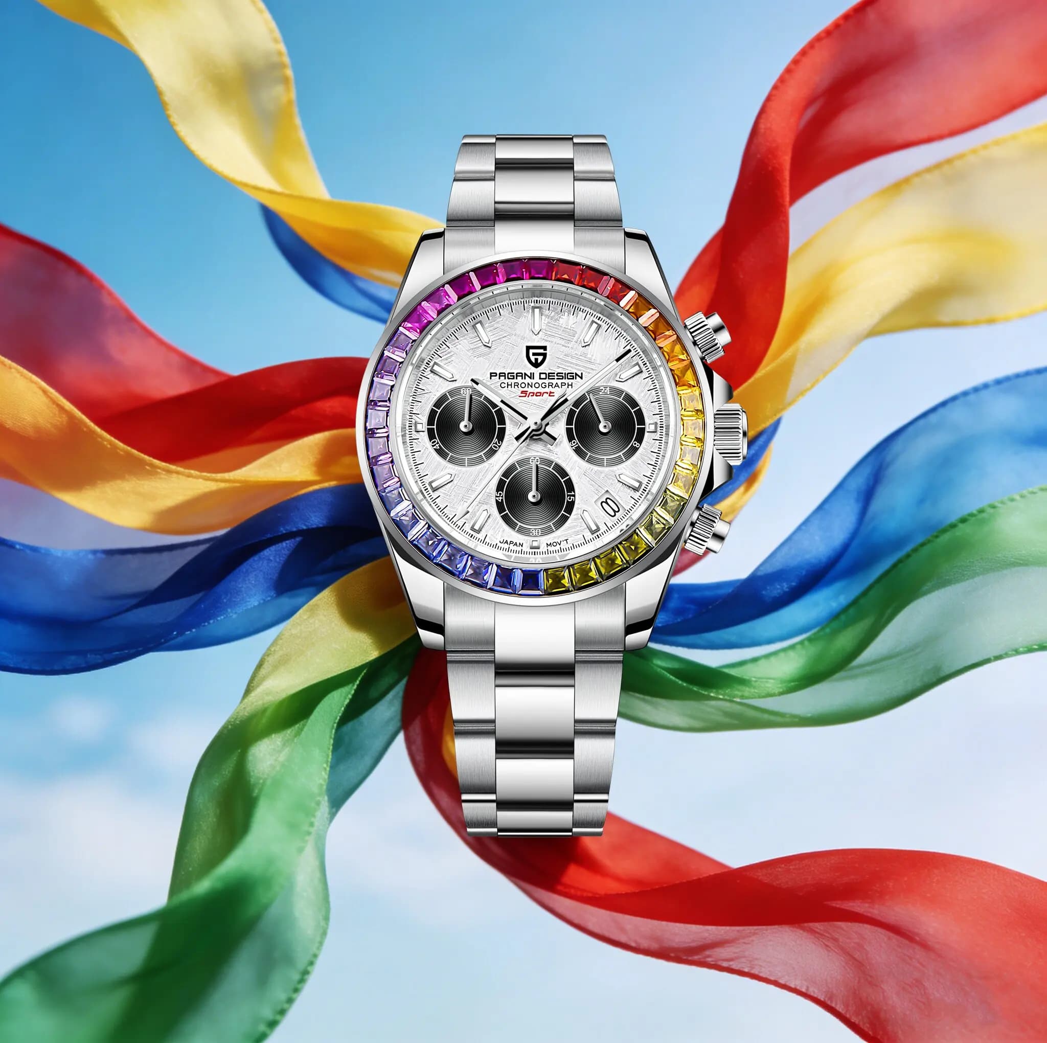 Orologio da Uomo PAGANI DESIGN, Casual al Quarzo 40mm, Trendy per Esterni, in Acciaio Inossidabile, con Vetro Zaffiro Resistente all'Usura, Luminoso, per Immersioni