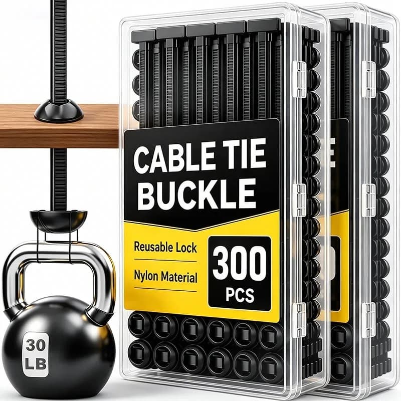Self Lock Nylon Zip Ties with Push Mount Base Heavy Duty Cable Straps Universal Fastener Clips for Automotive Household Repair