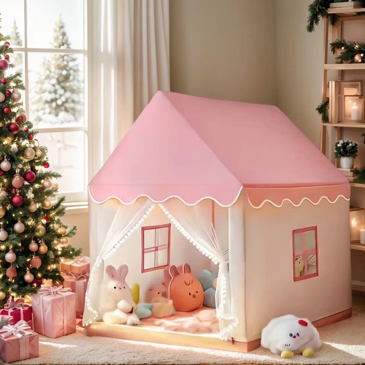 Tenda Castello delle Principesse, Spazio Segreto per Bambini e Bambine, Tenda da Gioco Portatile per Bambini, Casa Giocattolo per Giochi di Ruolo, Ottimo Regalo per le Vacanze, Regalo di Halloween e Natale, Non Include Accessori e Illuminazione