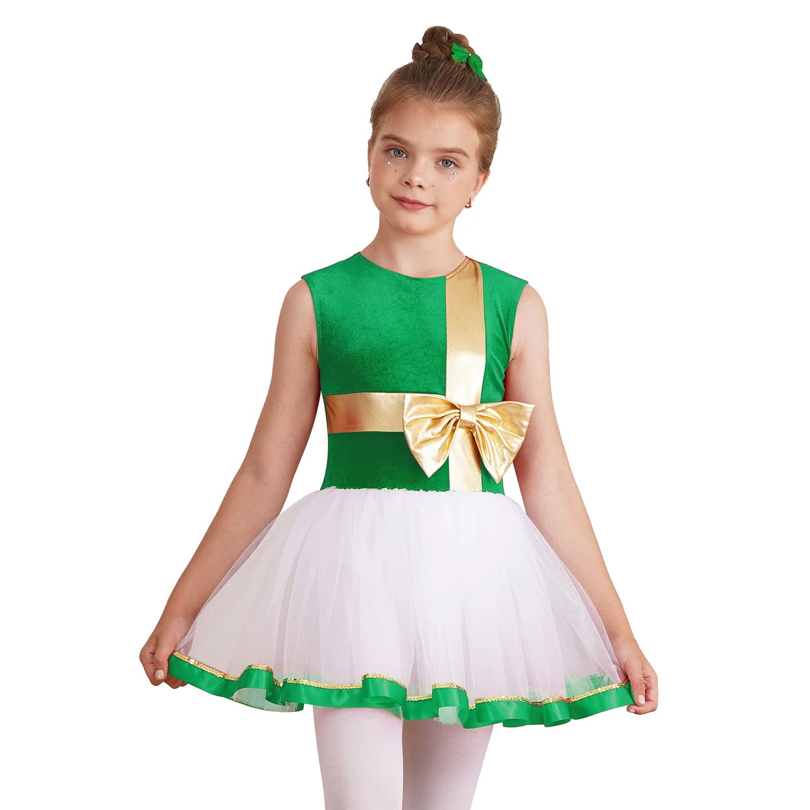 Girls Christmas New Year's Party Dress Christmas Gift Cosplay Costume Sleeveless Ballet Dance Figure skating Body Tutu