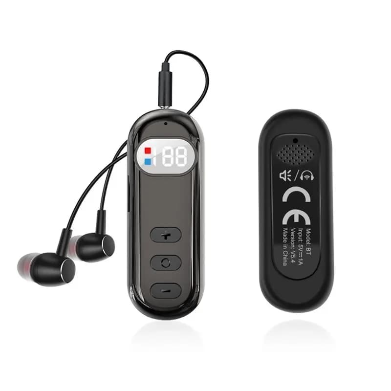 Adattatore Ricevitore Bluetooth Wireless 2-in-1 con Display Digitale e Slot per Scheda, per Auto e Altoparlante Esterno/Cuffie