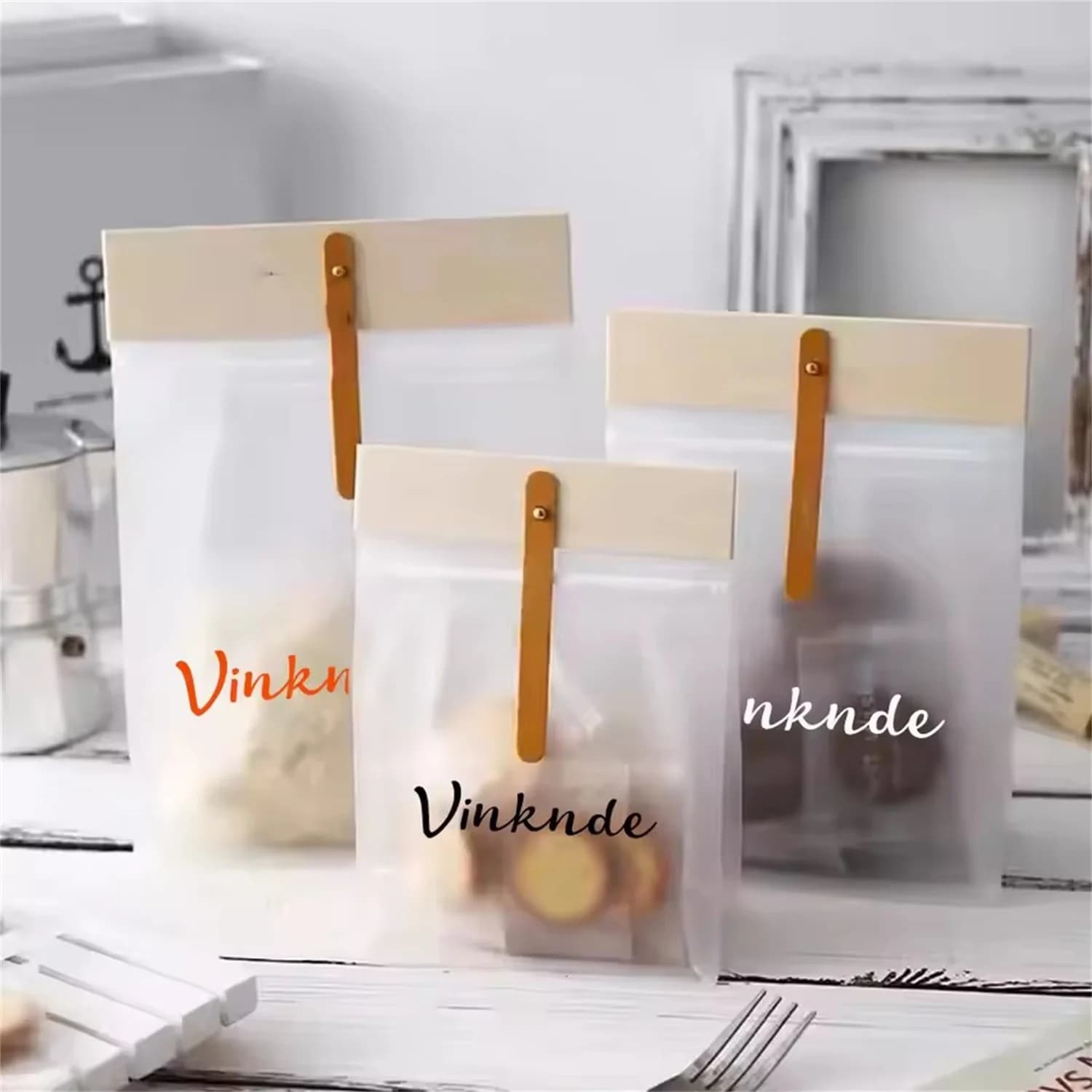 Logo personalizzabile Biscotti da forno Caramelle Tè Tè Caffè Chicchi Ciambelle Sacchetti per imballaggio trasparenti Sacchetti di plastica sigillabili per alimenti