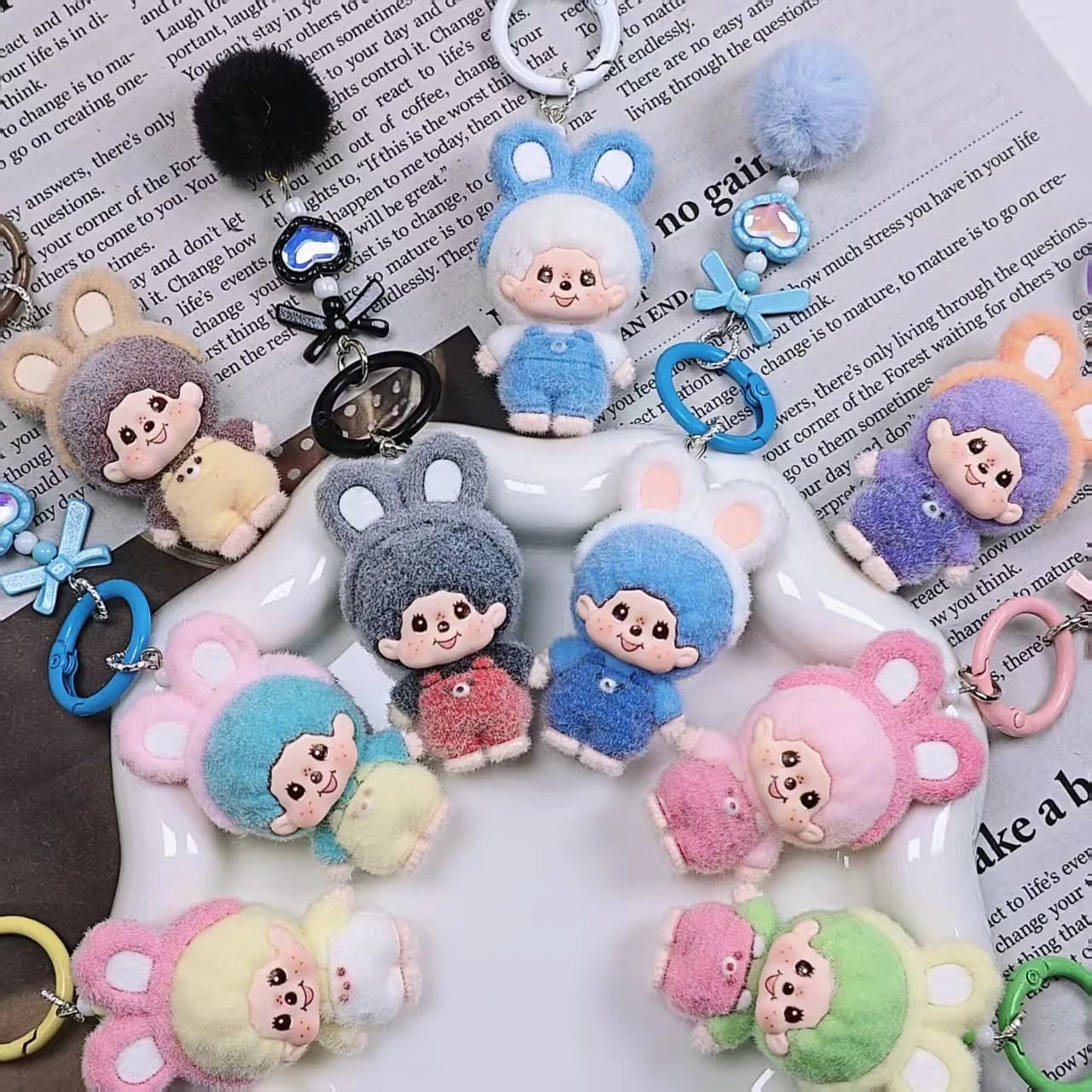 Nuovo modello Portachiavi Monchhichi Anime, simpatico ciondolo alla moda per chiavi auto, accessorio bambola giocattolo, regalo di Natale