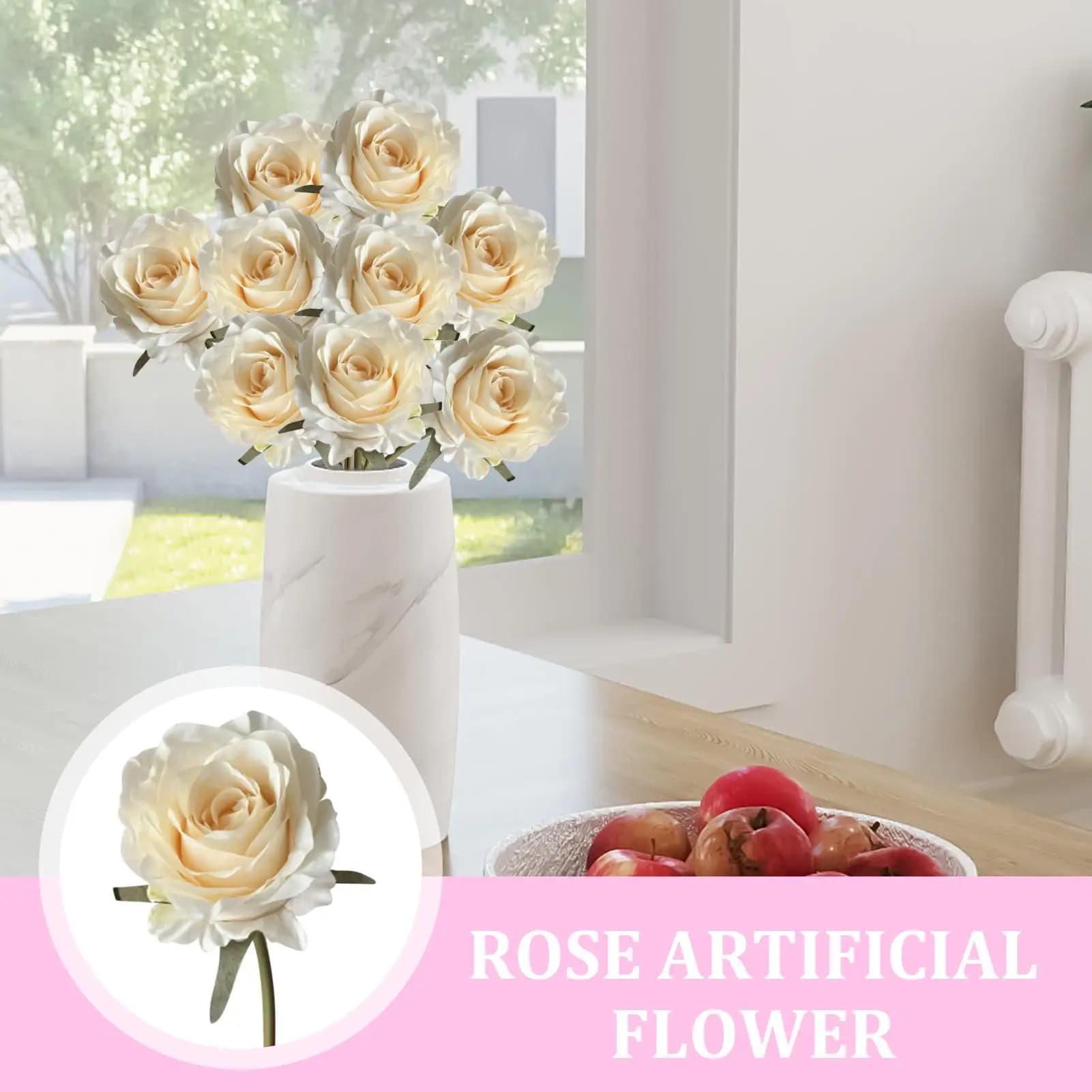 Roses Artificial Flowers Realistic Fake Plants Silk Flowers Long-Lasting Faux Plants Floral Decorations Weatherproof Outside