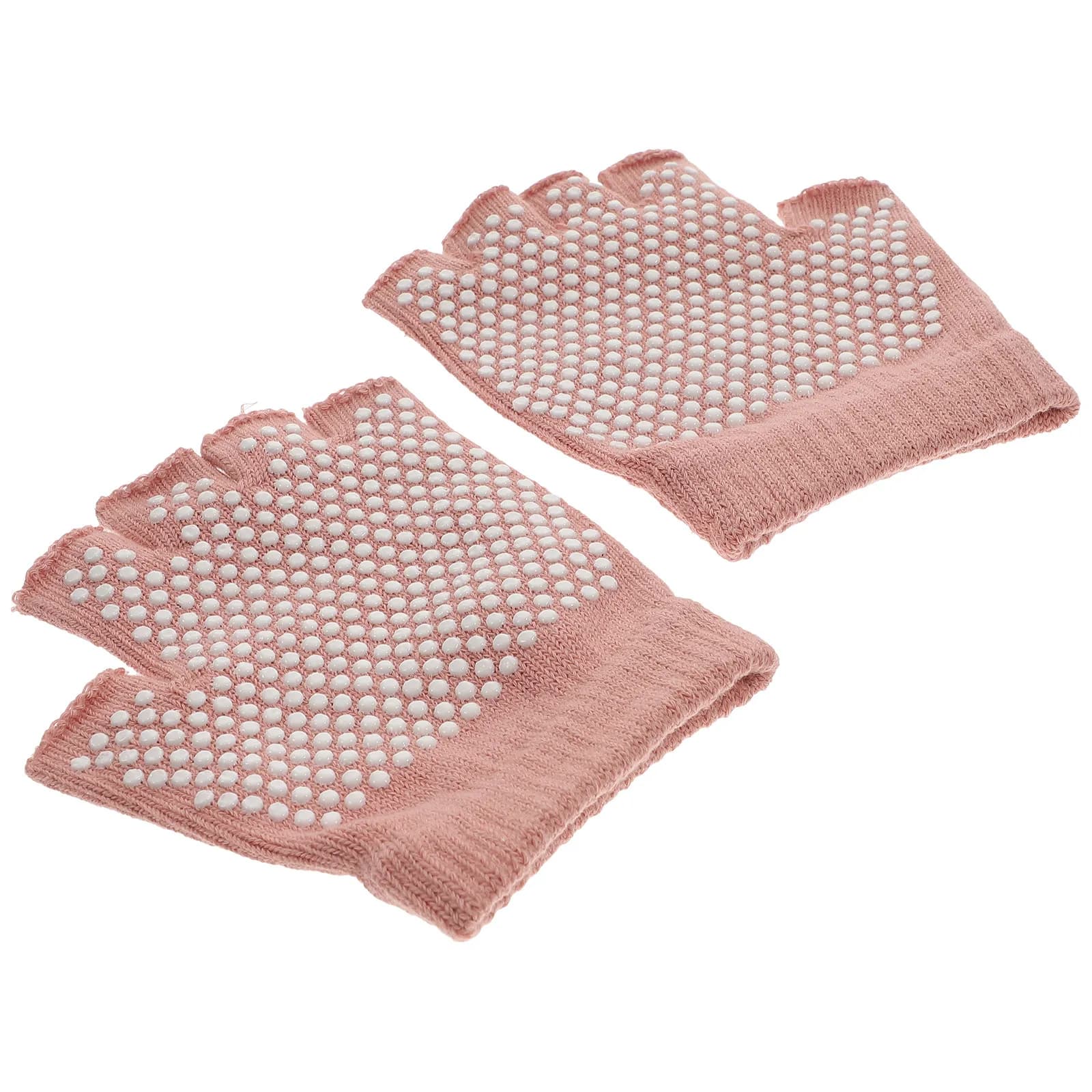 1 Paio di Guanti da Yoga Senza Dita Antiscivolo in Cotone Premium con Palmo in Gomma Punteggiata, Guanti Traspiranti per Allenamento, Fitness, Palestra e Pilates
