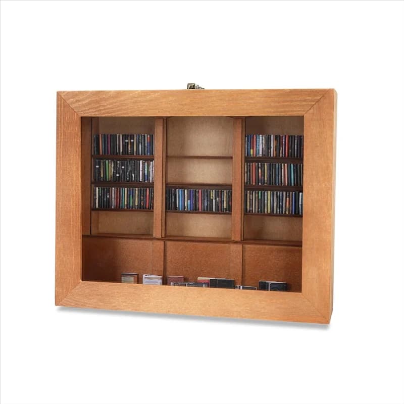 Libreria Antistress ABXF con 200 Libri in Miniatura, Scaffale in Legno per Alleviare l'Ansia, Creativo A
