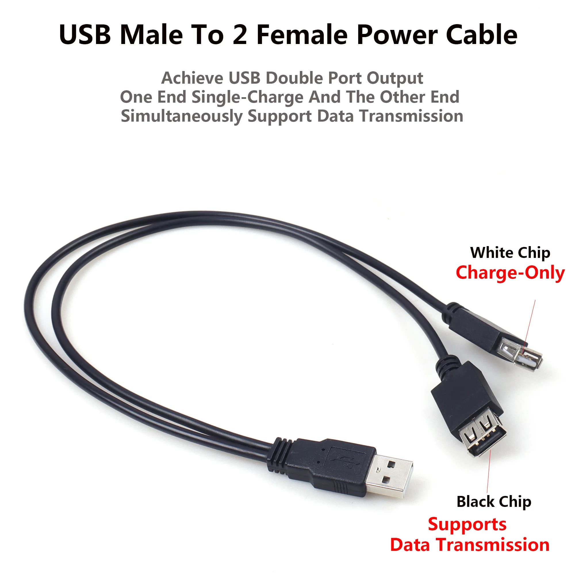 【LANO】 Cavo USB 2.0 da Maschio a Doppia Femmina per Trasmissione Dati e Ricarica, Splitter di Alimentazione USB, Cavo di Prolunga USB 2 in 1 per Ventole