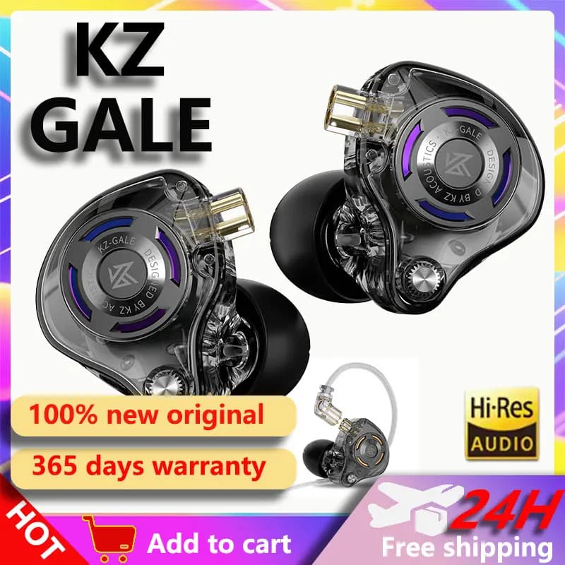 KZ Gale Gaming Auricolari HiFi Wired with 2 Microphones In Ear Dynamic Unit Superlinear Music Monitor Ergonomic Headphones Custom earphones