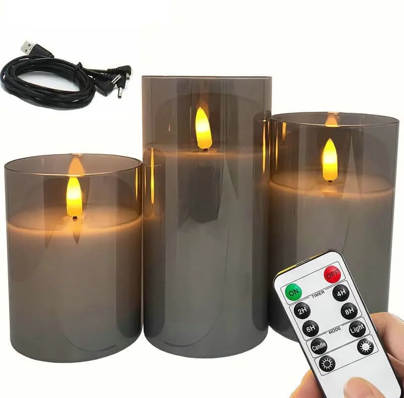 Set di candele a colonna Led ricaricabili USB telecomando senza fiamma con Timer LED tremolante 3D stoppino tavolo in cera di paraffina decorativo