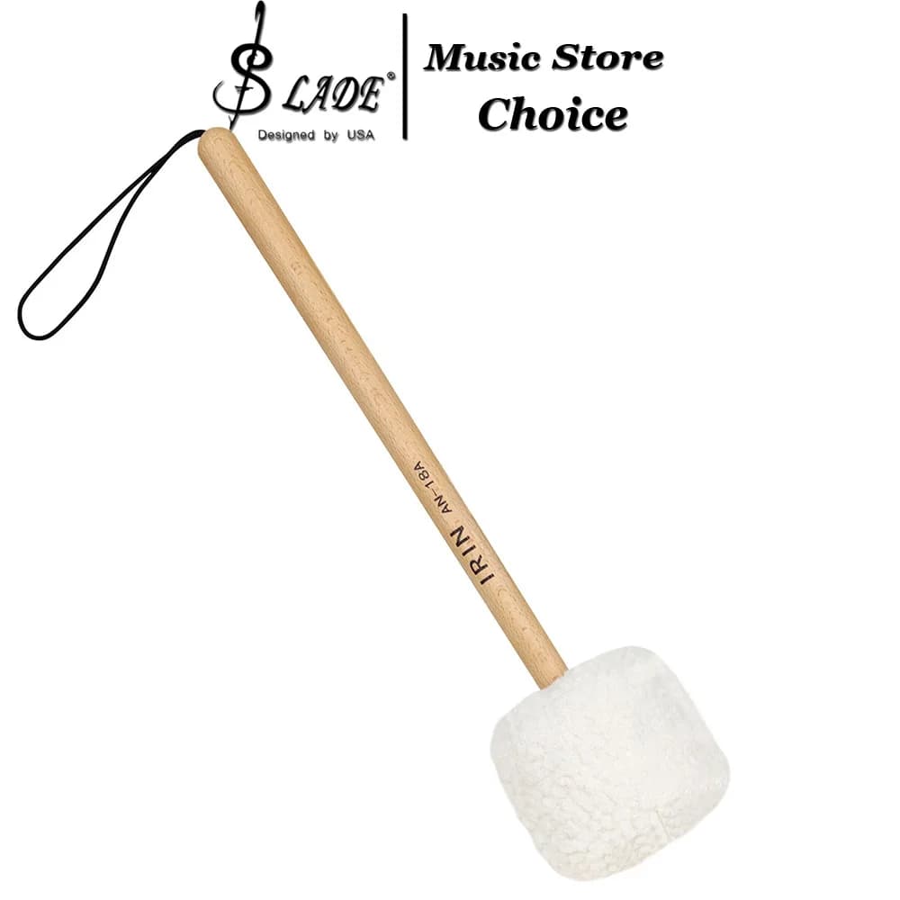 Sound Healing Gong Mallet with Sheep Wool Head Beech Wood Mallet for Singing Bowls & Meditation Large Soft Fleece Mallets