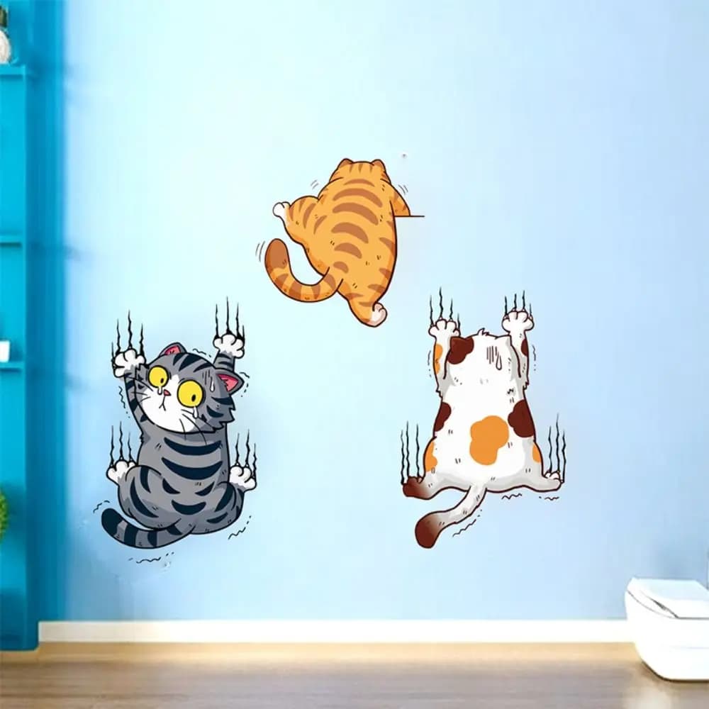 3 pz/set Cute Cat Wall Sticker Toilet Decor bagno murale Room sfondo decorazione della casa decalcomanie autoadesive per armadietti