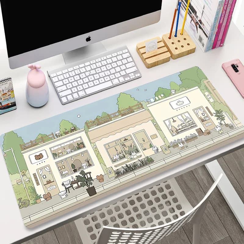 Kawaii Mousepad XXL Custom Home Computer Keyboard Desk Pad Green Plant Desk Mats Laptop tappetino antiscivolo tappetino per Mouse simpatico coniglietto