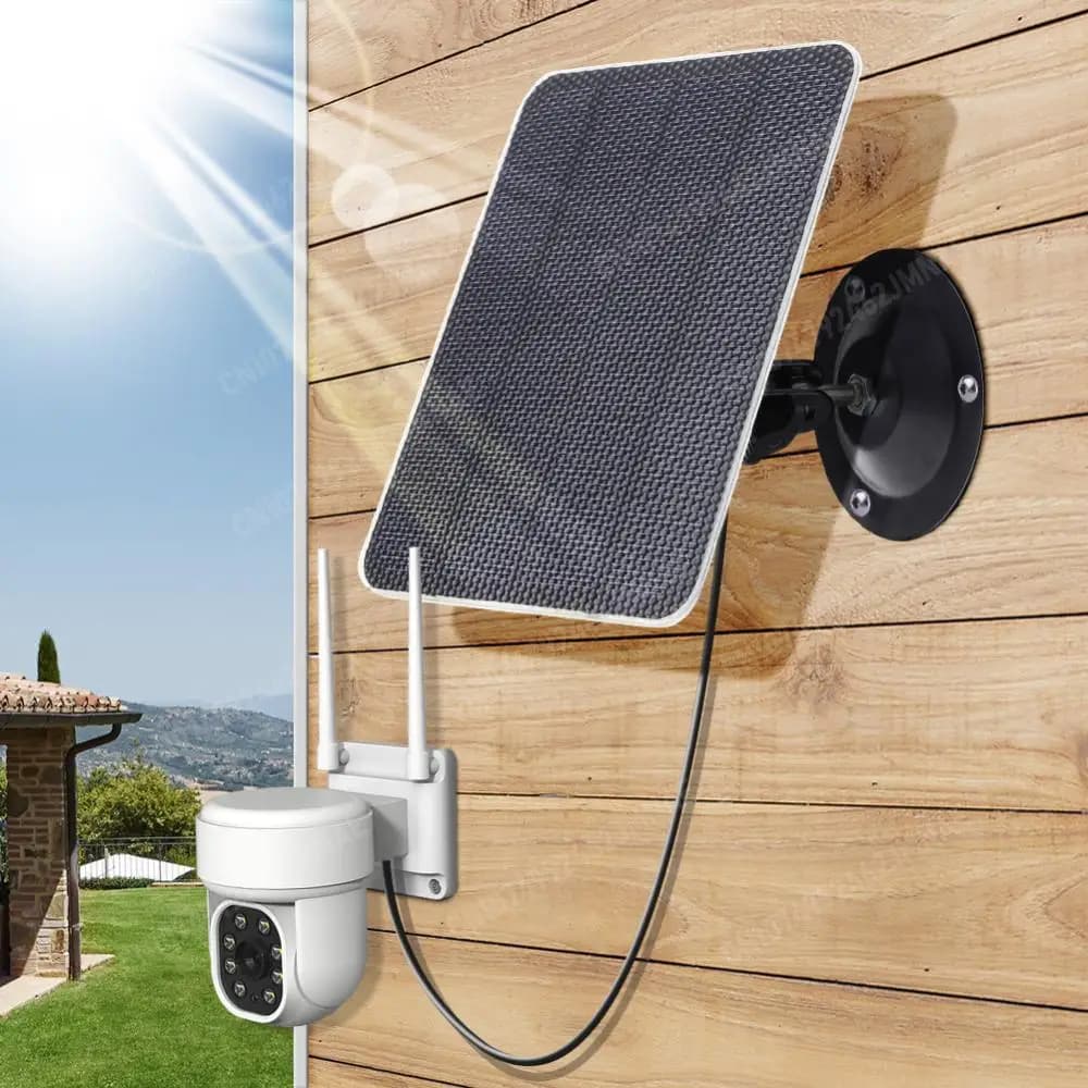 Pannello Solare Portatile 3W 5V, Alimentatore Monocristallino con Staffa Regolabile a 360°, USB, Montaggio a Parete IPX6 per Campanello e Luci da Giardino